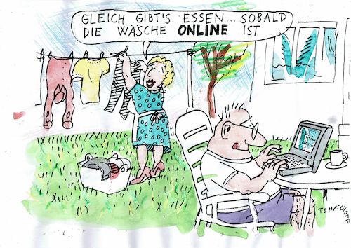 Cartoon: online (medium) by Jan Tomaschoff tagged digitalisierung,internet,digitalisierung,internet
