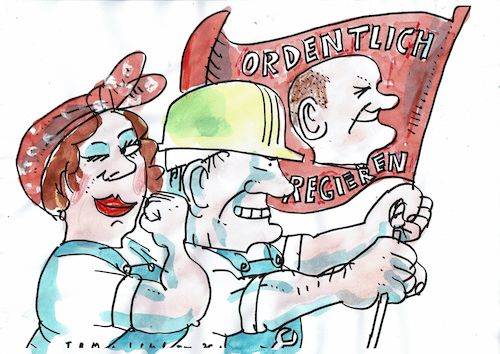 Cartoon: ordentlich (medium) by Jan Tomaschoff tagged spd,scholz,linksruck,spd,scholz,linksruck