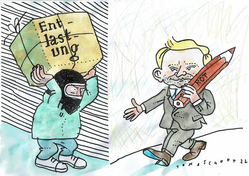 Cartoon: Paket (medium) by Jan Tomaschoff tagged lindner,schulden,entlastungspaket,lindner,schulden,entlastungspaket