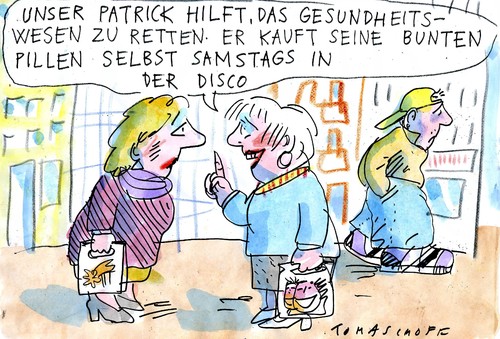 Cartoon: Pillen (medium) by Jan Tomaschoff tagged gesundheitssystem,gesundheitssystem