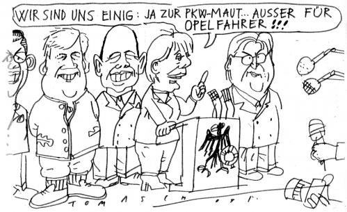Cartoon: PKW-Maut (medium) by Jan Tomaschoff tagged pkw,maut,autos,opel,autobahngebühren