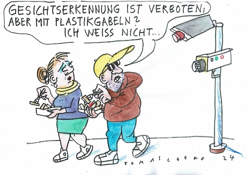 Cartoon: Plastik (medium) by Jan Tomaschoff tagged video,kontrolle,plastik,geschirr,video,kontrolle,plastik,geschirr
