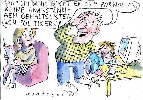 Cartoon: Politikergehälter (medium) by Jan Tomaschoff tagged politiker,geld,gier,politiker,geld,gier