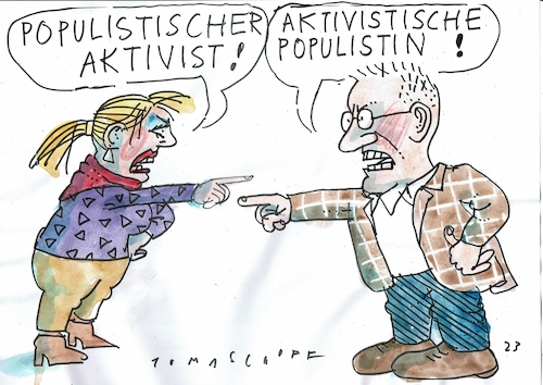 Cartoon: Populisten Aktivisten (medium) by Jan Tomaschoff tagged debatte,vorwürfe,ggesellschaft,spaltung,debatte,vorwürfe,ggesellschaft,spaltung