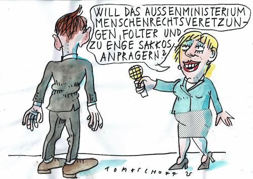 Cartoon: Protest (medium) by Jan Tomaschoff tagged maas,proteste,menschenrechte,maas,proteste,menschenrechte