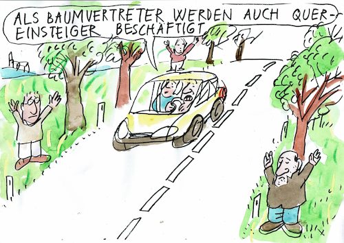 Cartoon: Quereinsteiger (medium) by Jan Tomaschoff tagged baumsterben,baumsterben