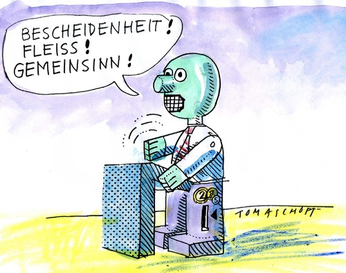Cartoon: Reden-Automat (medium) by Jan Tomaschoff tagged rede,politiker,rede,politiker,roboter