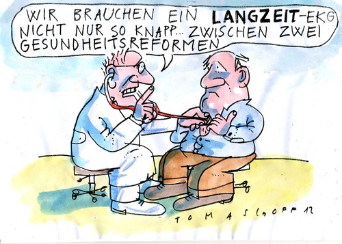 Cartoon: Reformen (medium) by Jan Tomaschoff tagged gesundheitsreform,gesundheitsreform,gesundheit,arzt,ärzte,patient