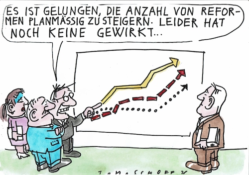 Cartoon: Reformen (medium) by Jan Tomaschoff tagged politiker,reformen,wirtschaft,politiker,reformen,wirtschaft