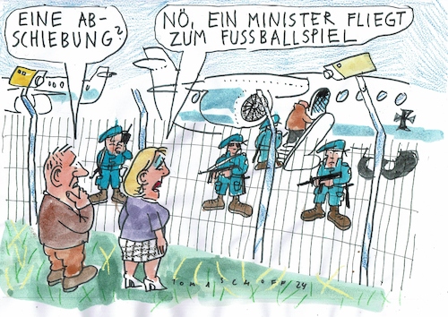 Cartoon: Regierungsflug (medium) by Jan Tomaschoff tagged minister,flüge,abschiebung,minister,flüge,abschiebung