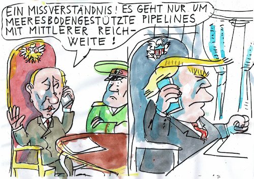 Cartoon: Reichweite (medium) by Jan Tomaschoff tagged russland,usa,russland,usa