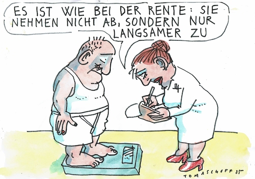 Cartoon: Rente (medium) by Jan Tomaschoff tagged rente,reform,rentenniveau,rente,reform,rentenniveau