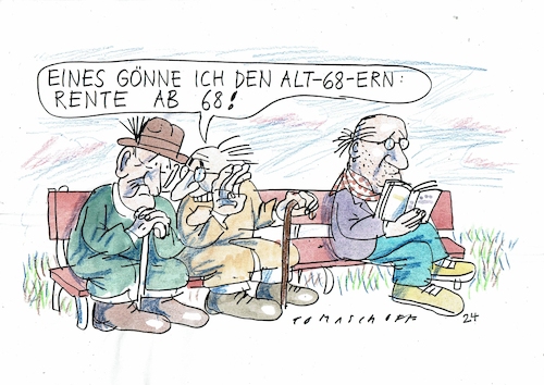 Cartoon: Rentenalter (medium) by Jan Tomaschoff tagged renten,demografie,alter,generationengerechtigkeit,renten,demografie,alter,generationengerechtigkeit