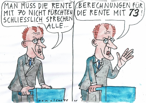 Cartoon: Rentenalter (medium) by Jan Tomaschoff tagged merz,rente,alter,demografie,merz,rente,alter,demografie
