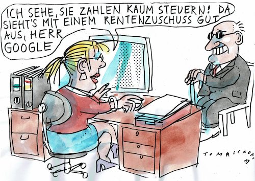 Cartoon: Rentenzuschuss (medium) by Jan Tomaschoff tagged grundrente,bedürftigkeit,grundrente,bedürftigkeit