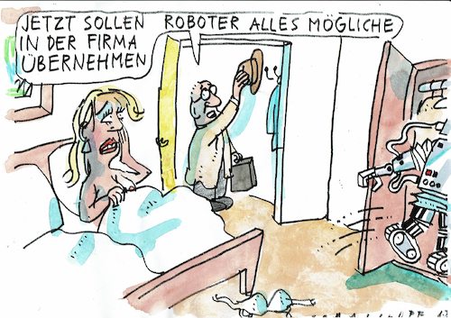 Cartoon: Roboter (medium) by Jan Tomaschoff tagged roboter,industrie,ehe,roboter,industrie,ehe,sex