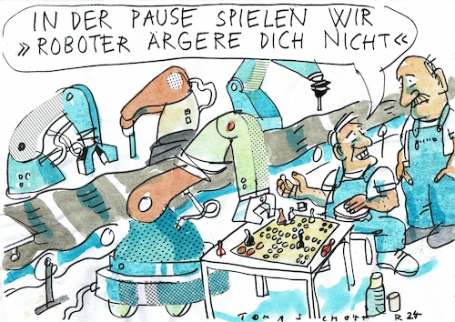 Cartoon: Roboter (medium) by Jan Tomaschoff tagged wirtschaft,fabrik,roboter,wirtschaft,fabrik,roboter