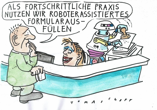 Cartoon: Roboter (medium) by Jan Tomaschoff tagged digitalisierung,gesundheit,arztpraxis,ki,digitalisierung,gesundheit,arztpraxis,ki