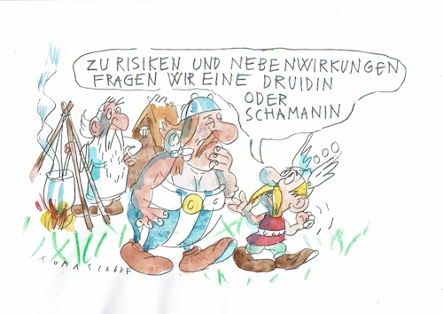 Cartoon: Schamanin (medium) by Jan Tomaschoff tagged medizin,gender,medikament,medizin,gender,medikament