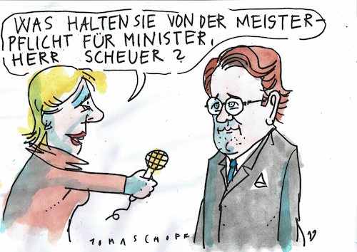 Cartoon: Scheuer (medium) by Jan Tomaschoff tagged verkehr,minister,scheuer,verkehr,minister,scheuer