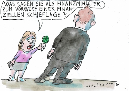 Cartoon: schief (medium) by Jan Tomaschoff tagged klingbeil,finanzen,staatsschulden,klingbeil,finanzen,staatsschulden