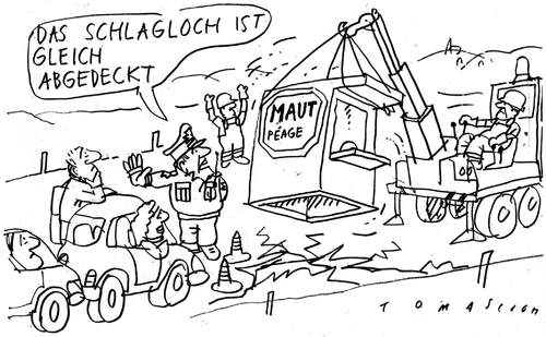 Cartoon: Schlaglöcher (medium) by Jan Tomaschoff tagged schlaglöcher,gemeinden,kommunen,ramsauer