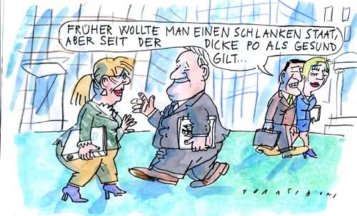 Cartoon: Schlanker Staat (medium) by Jan Tomaschoff tagged schlanker,staat,einsparungen