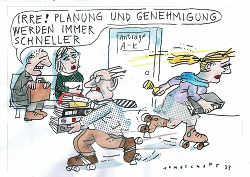 Cartoon: Schnelligkeit (medium) by Jan Tomaschoff tagged verwaltung,planung,genehmigung,tempo,verwaltung,planung,genehmigung,tempo