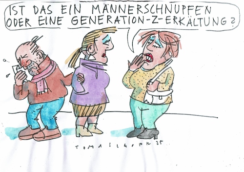 Cartoon: Schnupfen (medium) by Jan Tomaschoff tagged gesundheit,männer,schnupfen,erköltung,generation,gesundheit,männer,schnupfen,erköltung,generation
