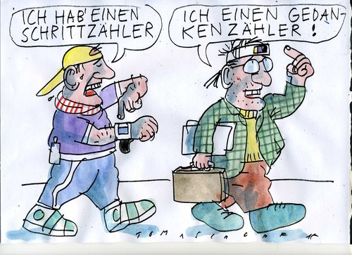 Cartoon: Schrittzähler (medium) by Jan Tomaschoff tagged gesundheit,fitness,gesundheit,fitness