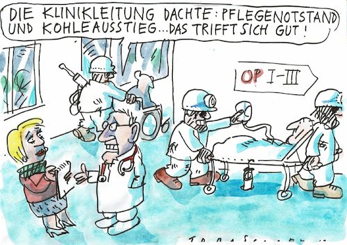 Cartoon: Schwesternmangel (medium) by Jan Tomaschoff tagged krankenhaus,fachkräftemangel,kohleausstieg,krankenhaus,fachkräftemangel,kohleausstieg