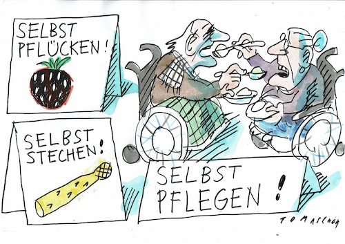 Cartoon: selbst pflegen! (medium) by Jan Tomaschoff tagged pflegenotstand,pflegenotstand