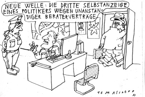 Cartoon: Selbstanzeige (medium) by Jan Tomaschoff tagged interessenkonflikte,lobby,interessenkonflikte,lobby