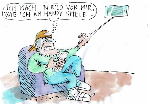 Cartoon: Selfie (medium) by Jan Tomaschoff tagged medien,handy,mediensucht,medien,handy,mediensucht