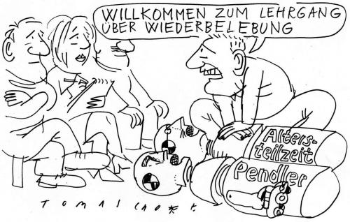 Cartoon: Seminar (medium) by Jan Tomaschoff tagged altersteilzeit,pendlerpauschale