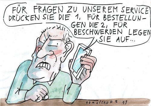 Cartoon: Service (medium) by Jan Tomaschoff tagged service,telefon,callcenter,service,telefon,callcenter