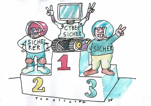Cartoon: sicher (medium) by Jan Tomaschoff tagged cyber,sicherheit,cyber,sicherheit