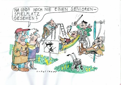 Cartoon: Spielplatz (medium) by Jan Tomaschoff tagged senoiren,kinder,demografie,senoiren,kinder,demografie