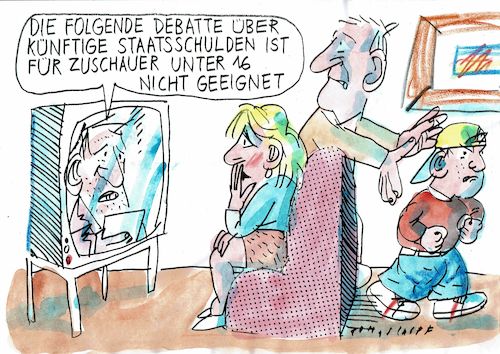 Cartoon: Staatsschulden (medium) by Jan Tomaschoff tagged corona,schulden,zukunft,jugend,corona,schulden,zukunft,jugend