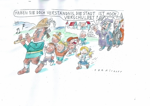 Cartoon: Stadtfinanzen (medium) by Jan Tomaschoff tagged schulden,stadt,schulden,stadt