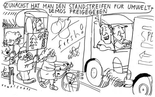 Cartoon: Standstreifen (medium) by Jan Tomaschoff tagged umweltdemos,umwelt,klimawandel