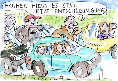 Cartoon: Stau (medium) by Jan Tomaschoff tagged sprache,auto,verkehr,stau,sprache,auto,stau,verkehr