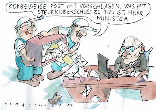 Cartoon: Steuerüberschuss (medium) by Jan Tomaschoff tagged steuern,überschuss,schäuble,steuern,überschuss,schäuble
