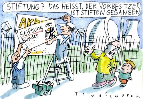 Cartoon: Stiftung (medium) by Jan Tomaschoff tagged ökologie,energie,kernkraft,ökologie,energie,kernkraft