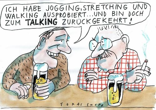 Cartoon: Talking (medium) by Jan Tomaschoff tagged sport,trägheit,sport,trägheit