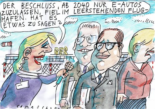 Cartoon: Termin (medium) by Jan Tomaschoff tagged technik,politik,versprechungen,flughafen,technik,politik,versprechungen,flughafen