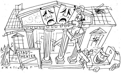 Cartoon: Theater (medium) by Jan Tomaschoff tagged theater,subventionen,kultur