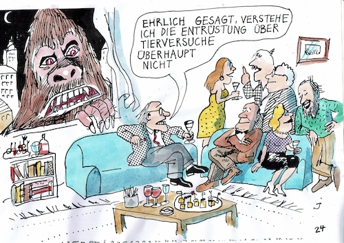 Cartoon: Tierversuche (medium) by Jan Tomaschoff tagged tierversuche,mensch,tier,tierversuche,mensch,tier