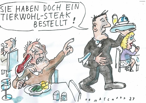 Cartoon: Tierwohl (medium) by Jan Tomaschoff tagged fleisch,rierhaltung,tierwohl,fleisch,rierhaltung,tierwohl