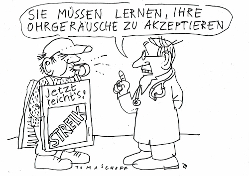 Cartoon: Tinnitus (medium) by Jan Tomaschoff tagged medizin,ärzte,tinnitus,lärm,medizin,ärzte,tinnitus,lärm